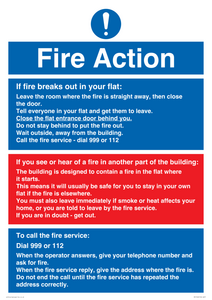 Fire action notice Stay Put message